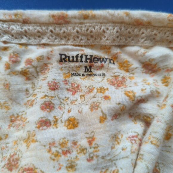 Ruff Hewn Long Sleeve V Neck Top Womens M Beige Floral Boho Cottagecore - Picture 6 of 8